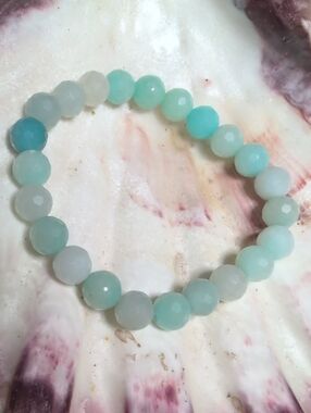 Amazonite Faceted Gemstone Crystal 8mm Bracelet